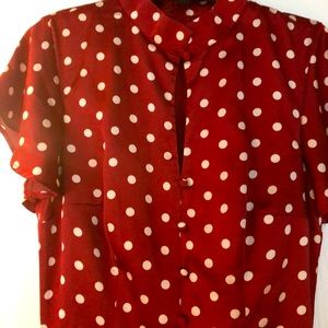Mid calf red polka dot dress